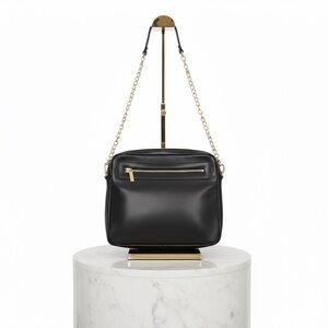 DANIER BLACK LEATHER CROSSBODY BAG CHAIN STRAP GOLD TONE HARDWARE